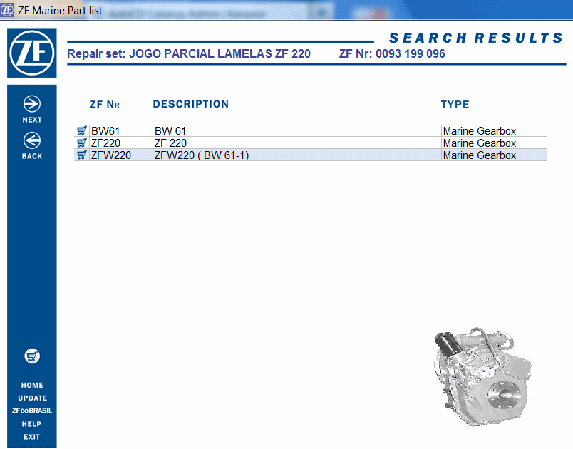 ZF Marine Gearbox 2017, spare parts catalog identification for marine gearboxes., ZF Marine