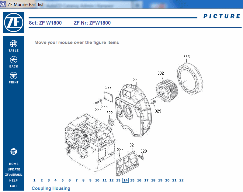 ZF Marine Gearbox 2017, spare parts catalog identification for marine