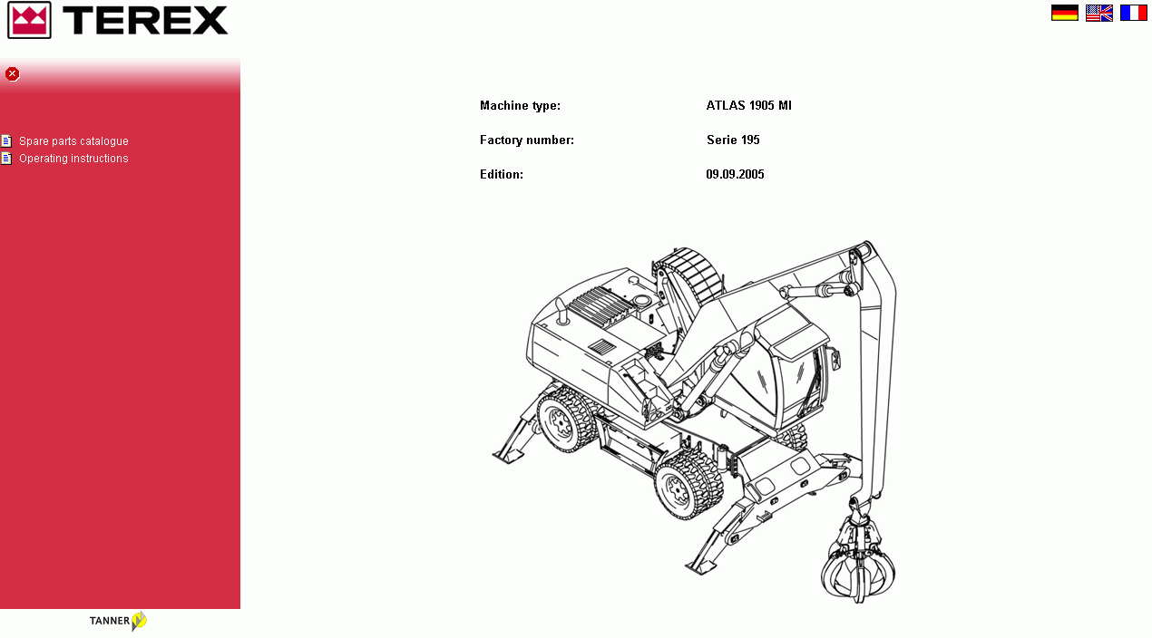 Terex Atlas, spare parts catalogs and operating instructions for Terex