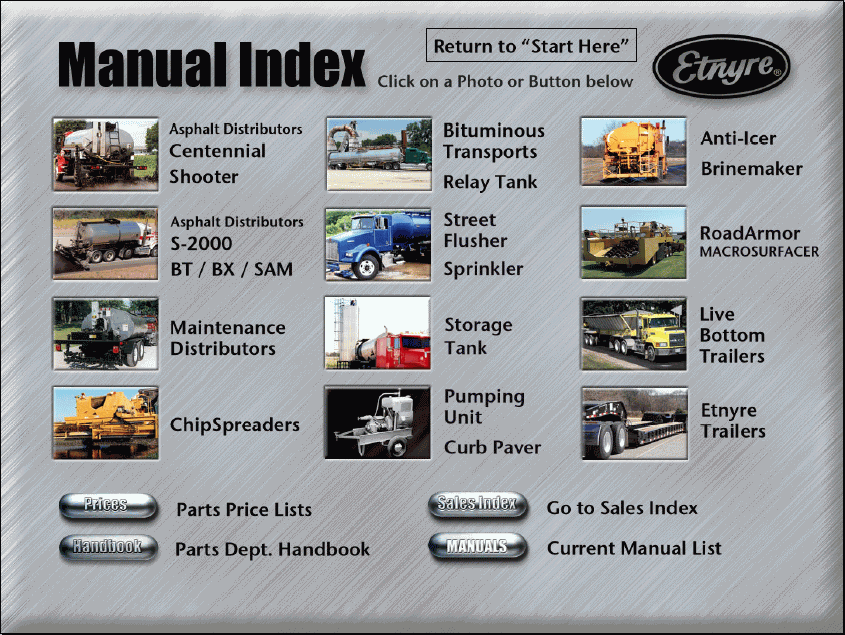 Etnyre, Parts Manuals, Service, Operation and Maintenance Manuals