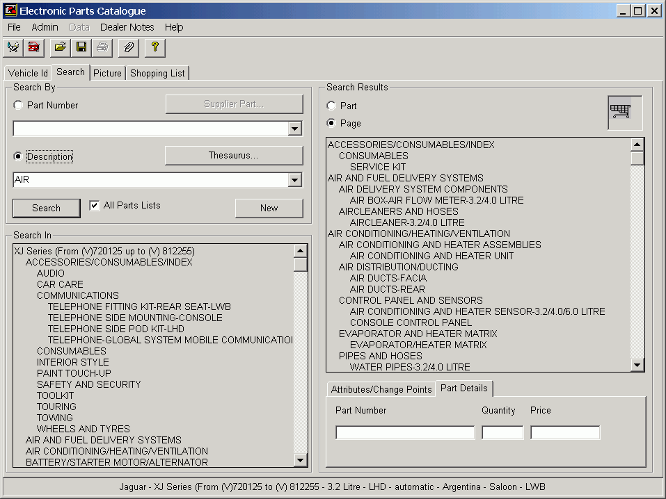 Jaguar UK, Jepc 2.4, catalogue of spare parts Jaguar. Only UK Market