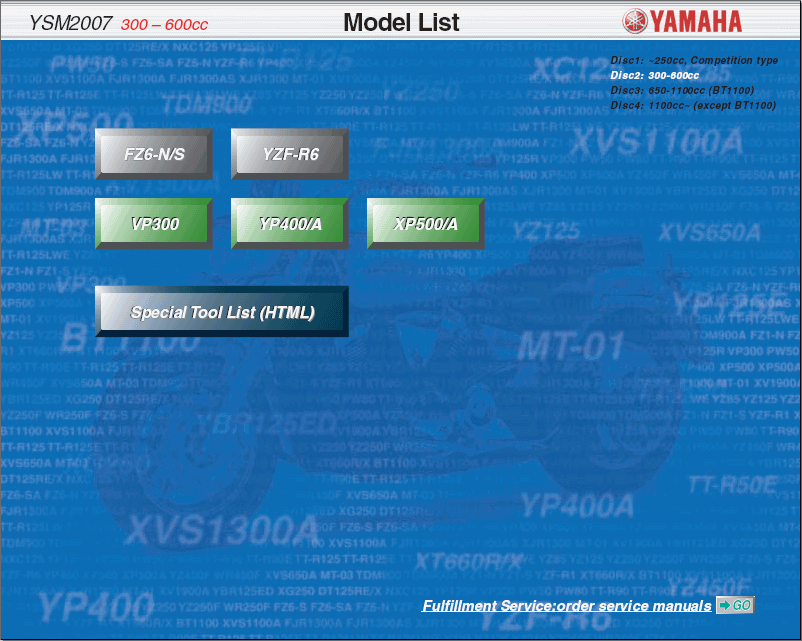 Yamaha Repair Manuals 2007 300600cc, motorcycles repair manuals FZ6