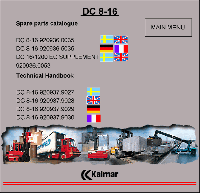 Kalmar Lift truck DC, The catalogue of autospare parts of forklift of