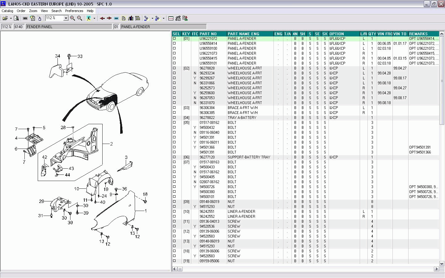 Daewoo Lanos, FSO POLAND, spare parts catalog for Daewoo Lanos, FSO