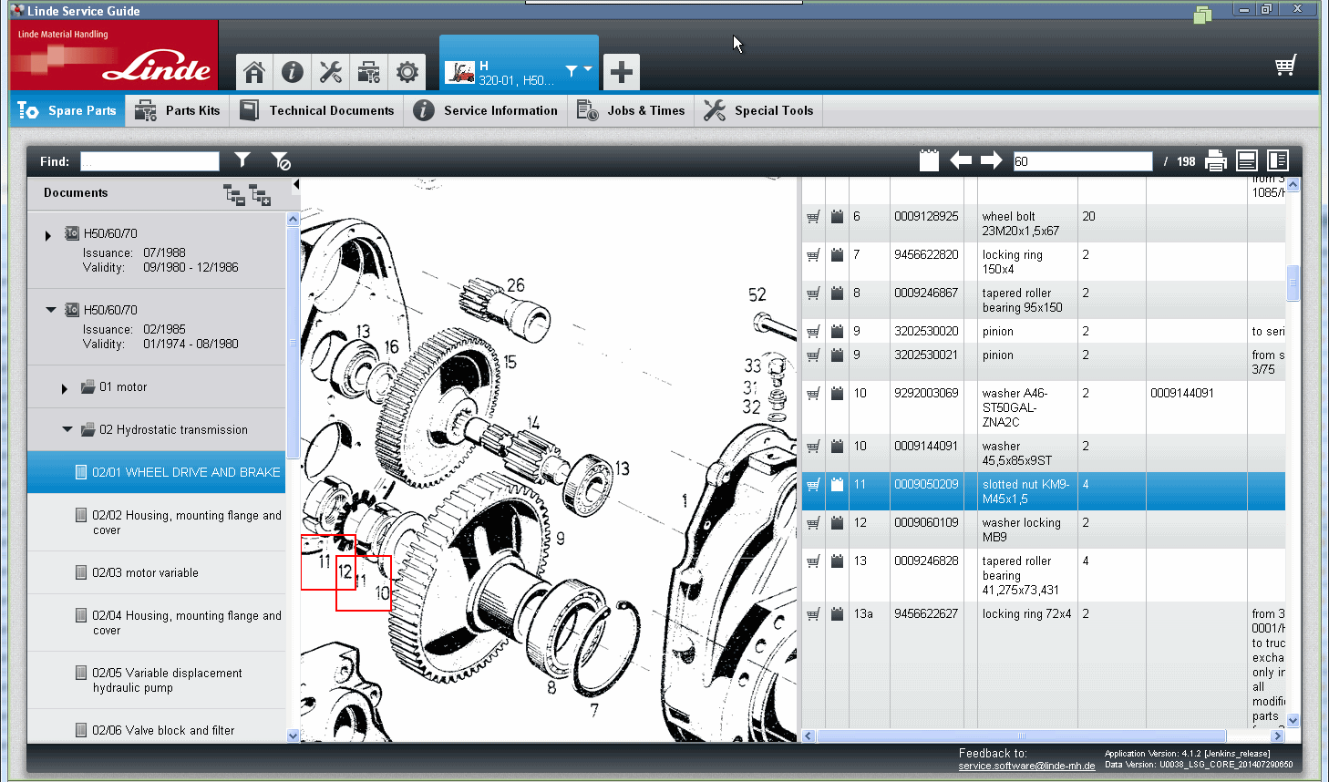 Linde Service Guide 5.2 (Linde LSG), The spare parts catalogues for