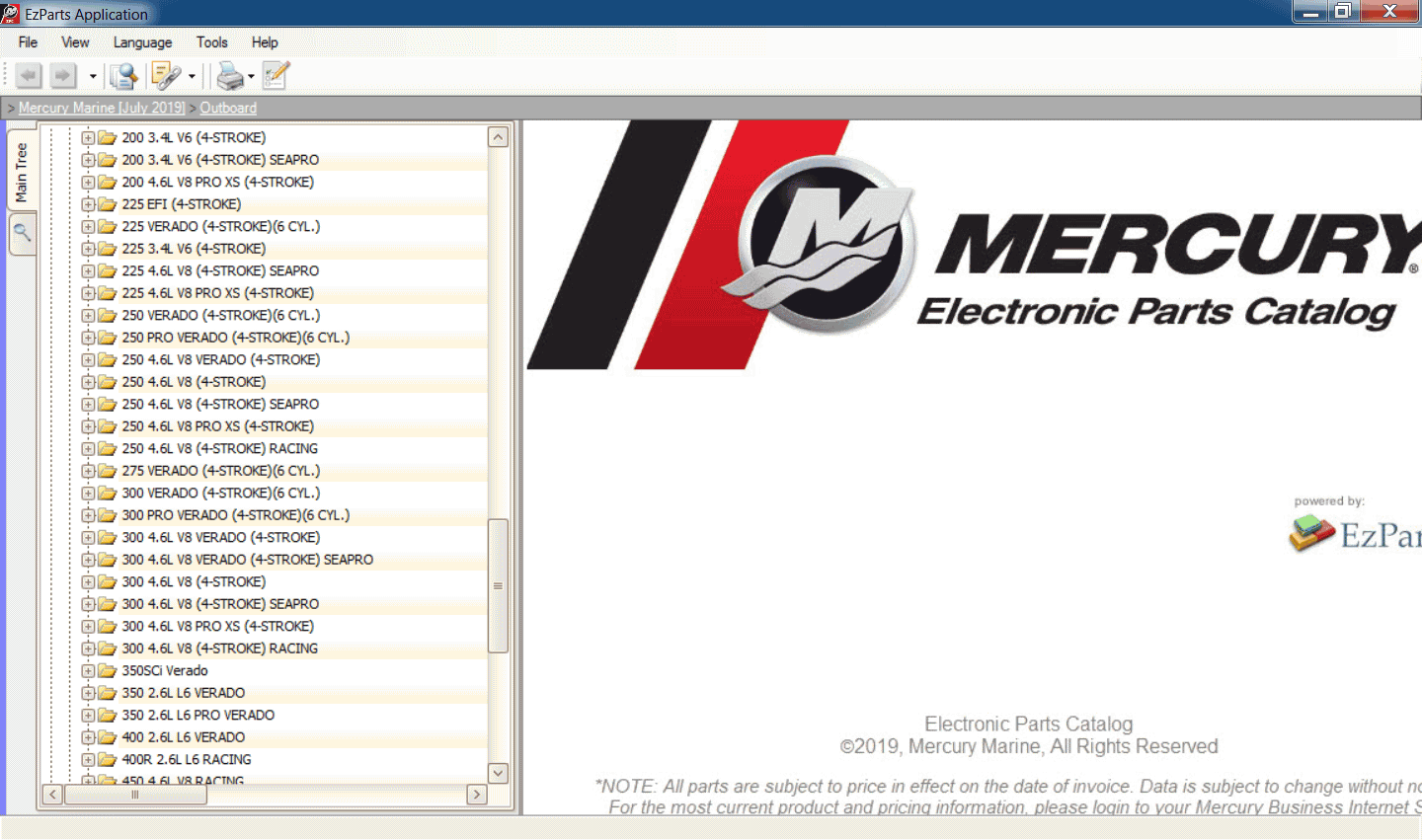 Mercury Marine EU 2021 Vmware, EzParts, original spare parts catalog