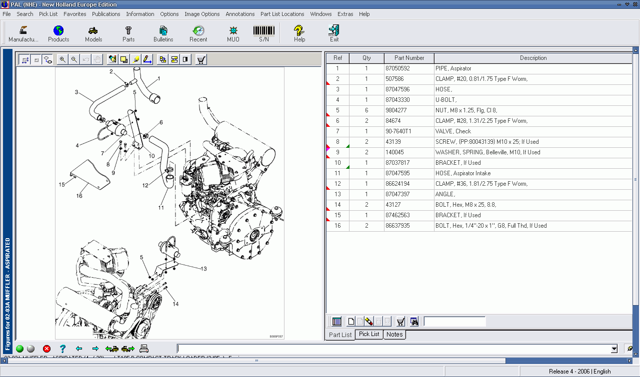 New Holland Agriculture, PowerView, spare parts catalog for Harvester