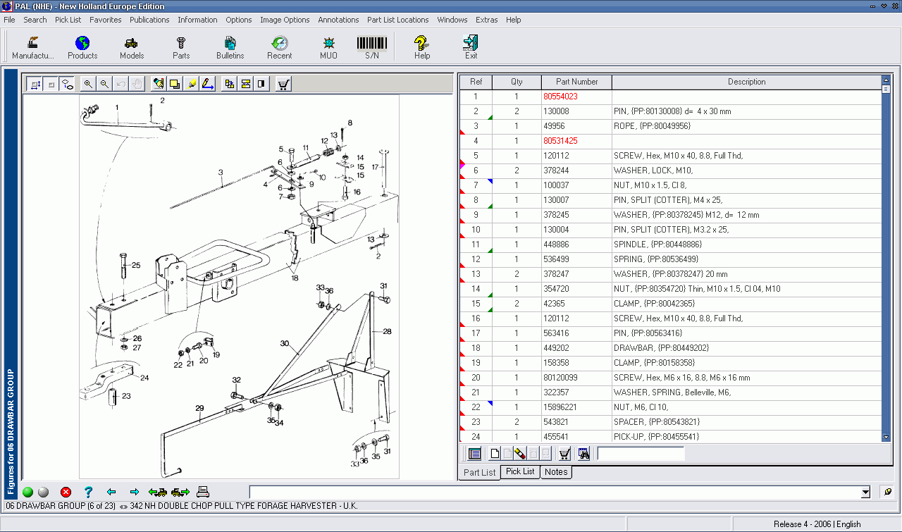 New Holland Agriculture, PowerView, spare parts catalog for Harvester