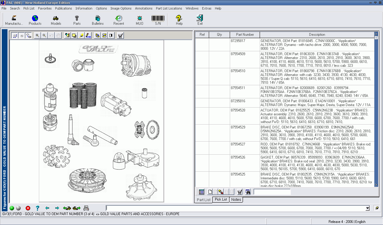 New Holland Agriculture, PowerView, spare parts catalog for Harvester