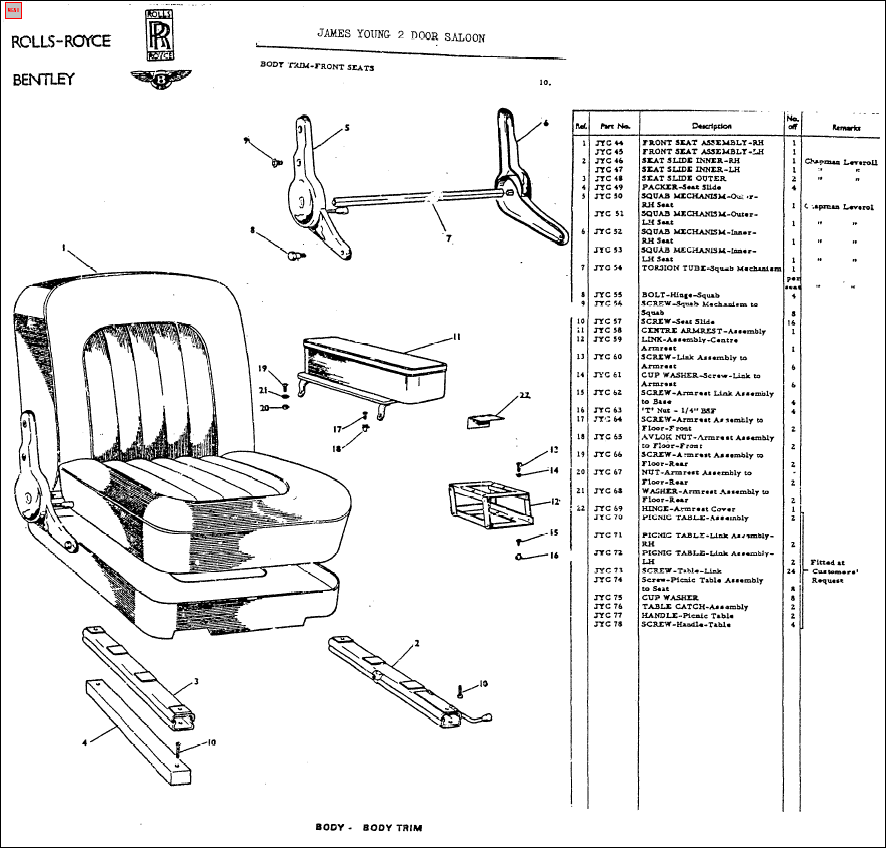 RollsRoyce, Bentley 19651986, spare parts catalog., RollsRoyce