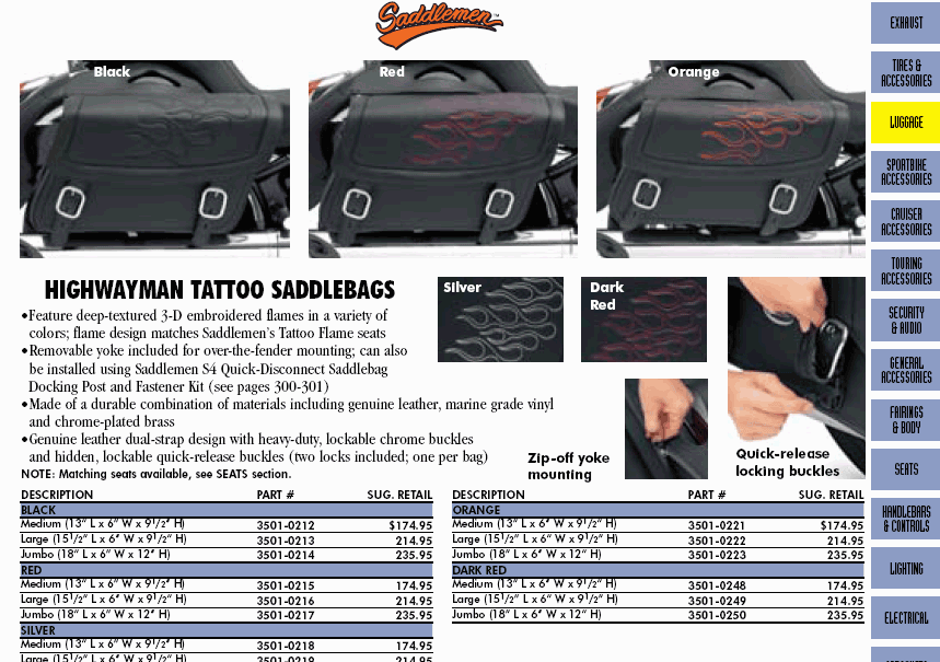 Parts Unlimited Street 2009, motorcycle accessories catalogue Spare