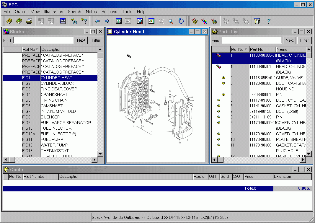 Suzuki OutBoard 2011, PartsManager Pro, catalogue contains the