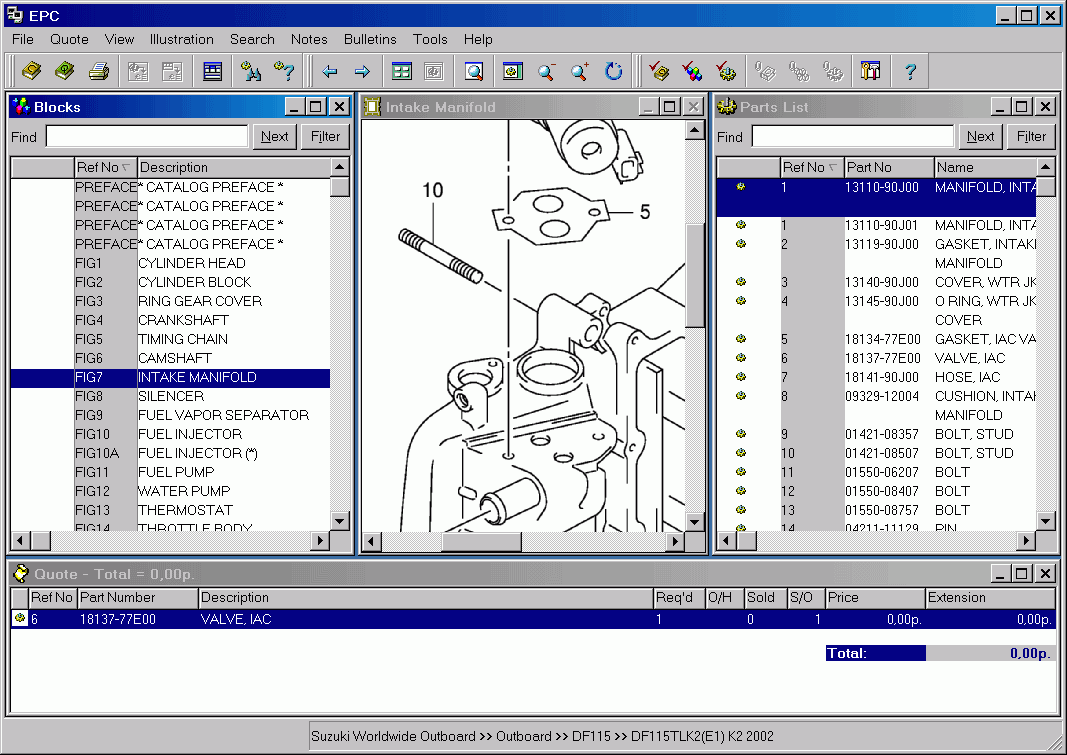 Suzuki OutBoard 2011, PartsManager Pro, catalogue contains the